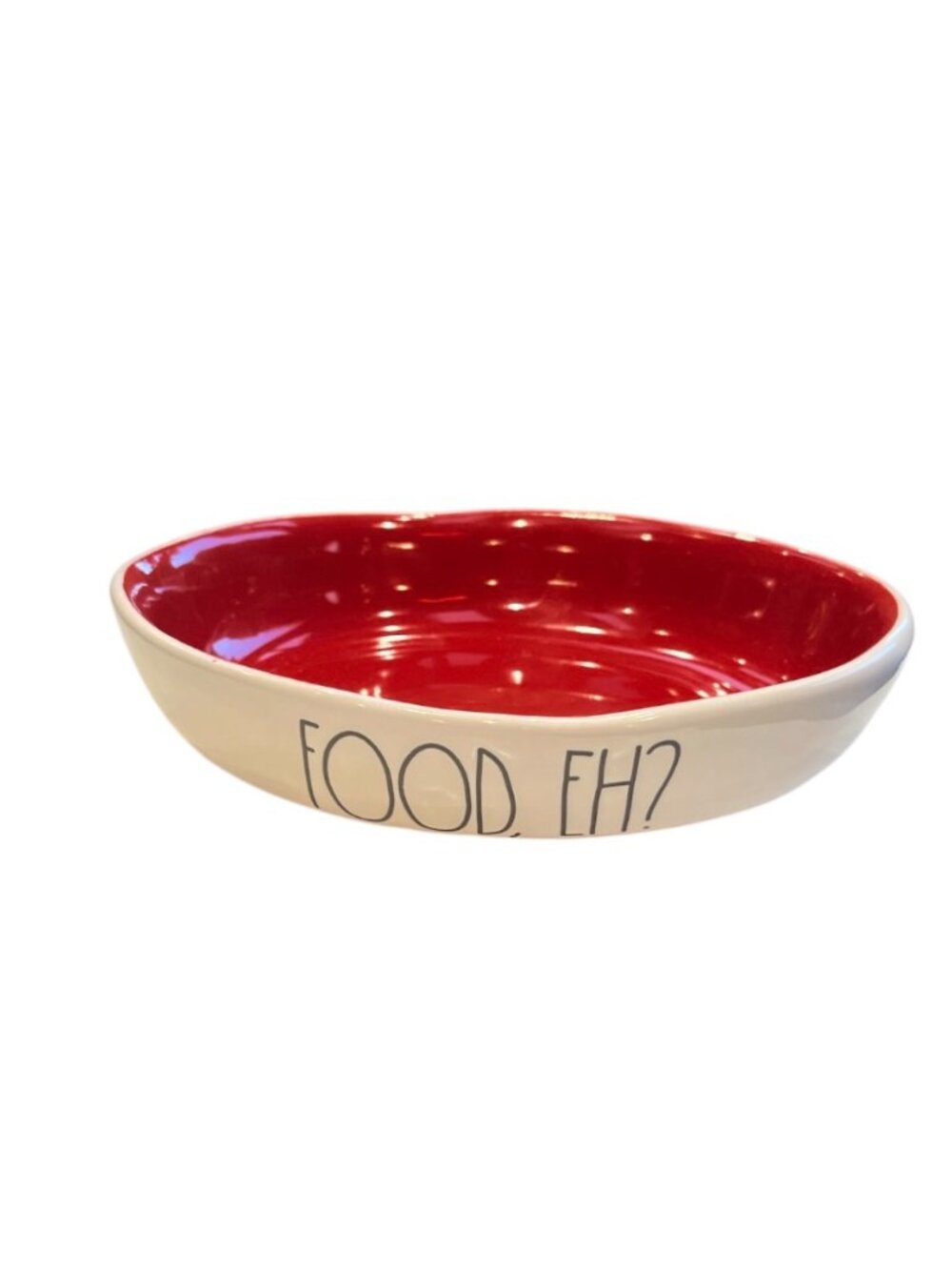RAE DUNN ARTISAN COLLECTION 6" Cat Bowl Candy Dish Dog Dish FOOD, EH? Red White
